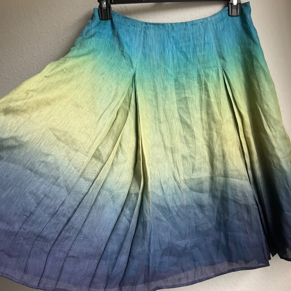 Jones New York Collectives silk and linen flowy ombre skirt size 10 - Picture 2 of 10
